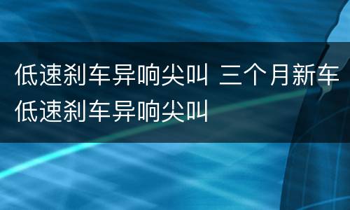 低速刹车异响尖叫 三个月新车低速刹车异响尖叫