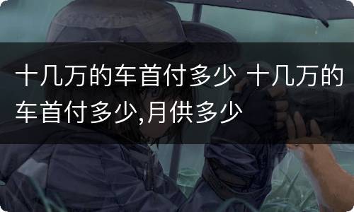 十几万的车首付多少 十几万的车首付多少,月供多少