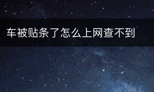 车被贴条了怎么上网查不到