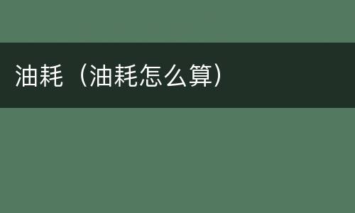 油耗（油耗怎么算）
