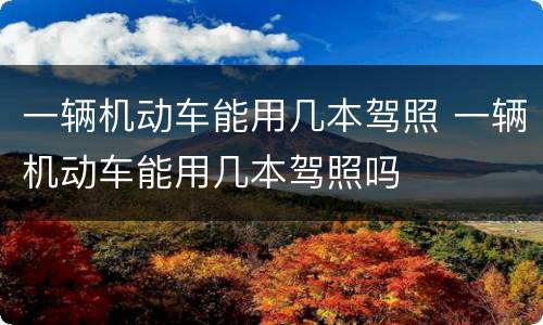 一辆机动车能用几本驾照 一辆机动车能用几本驾照吗