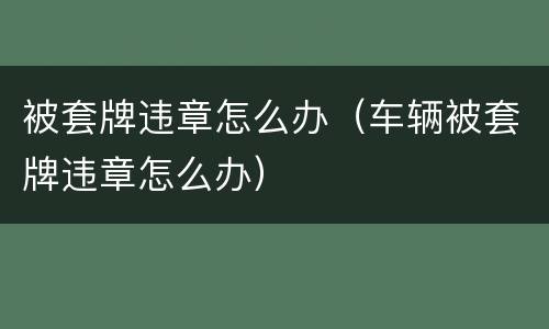 被套牌违章怎么办（车辆被套牌违章怎么办）