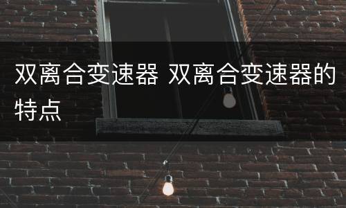 双离合变速器 双离合变速器的特点
