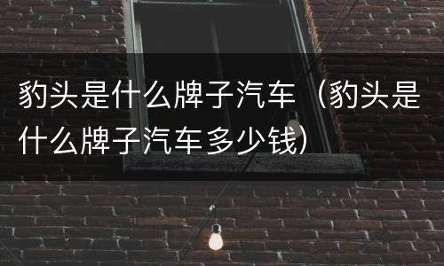 豹头是什么牌子汽车（豹头是什么牌子汽车多少钱）