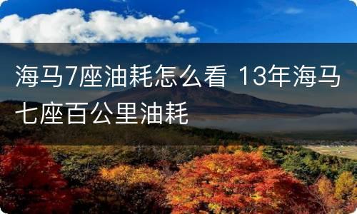 海马7座油耗怎么看 13年海马七座百公里油耗