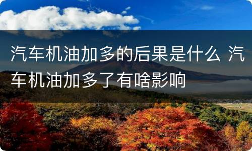 汽车机油加多的后果是什么 汽车机油加多了有啥影响