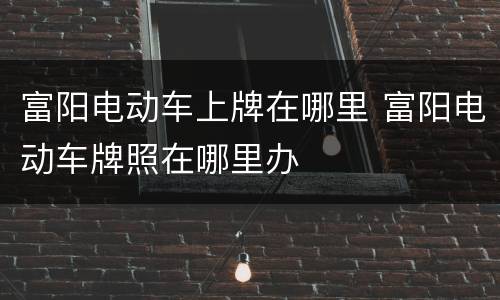富阳电动车上牌在哪里 富阳电动车牌照在哪里办