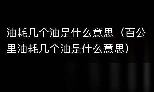油耗几个油是什么意思（百公里油耗几个油是什么意思）
