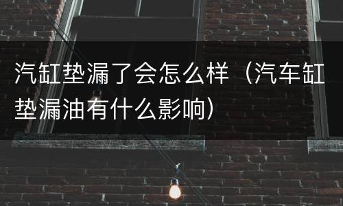 汽缸垫漏了会怎么样（汽车缸垫漏油有什么影响）