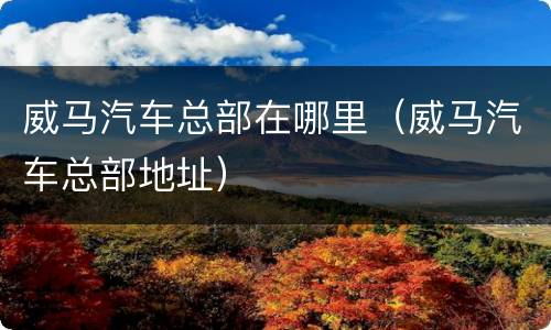 威马汽车总部在哪里（威马汽车总部地址）