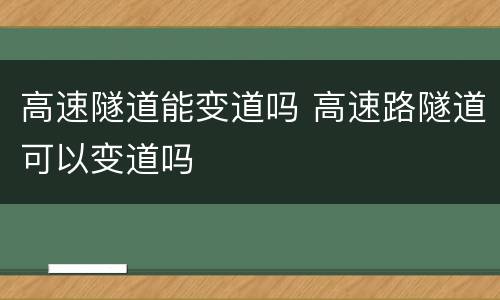 高速隧道能变道吗 高速路隧道可以变道吗