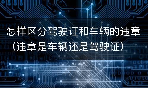 怎样区分驾驶证和车辆的违章（违章是车辆还是驾驶证）
