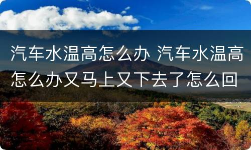 汽车水温高怎么办 汽车水温高怎么办又马上又下去了怎么回事