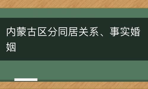 内蒙古区分同居关系、事实婚姻