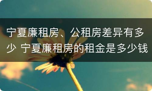 宁夏廉租房、公租房差异有多少 宁夏廉租房的租金是多少钱