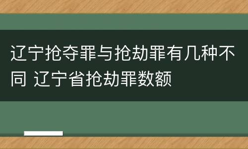 辽宁抢夺罪与抢劫罪有几种不同 辽宁省抢劫罪数额