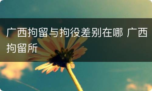 广西拘留与拘役差别在哪 广西拘留所