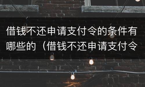 借钱不还申请支付令的条件有哪些的（借钱不还申请支付令怎么申请）