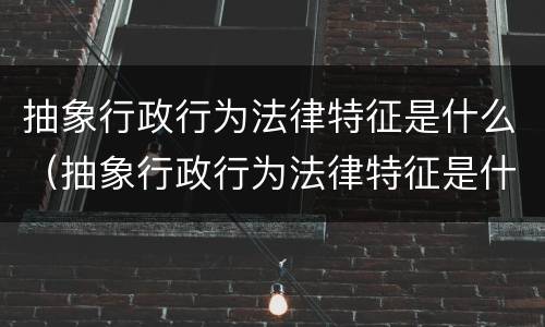 抽象行政行为法律特征是什么（抽象行政行为法律特征是什么样的）