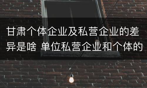 甘肃个体企业及私营企业的差异是啥 单位私营企业和个体的区别