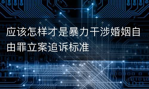 应该怎样才是暴力干涉婚姻自由罪立案追诉标准