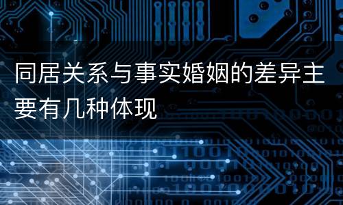 同居关系与事实婚姻的差异主要有几种体现