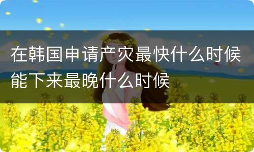 在韩国申请产灾最快什么时候能下来最晚什么时候