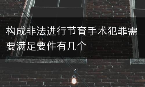 构成非法进行节育手术犯罪需要满足要件有几个