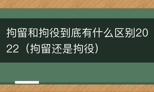拘留和拘役到底有什么区别2022（拘留还是拘役）
