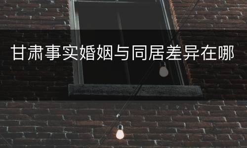 甘肃事实婚姻与同居差异在哪