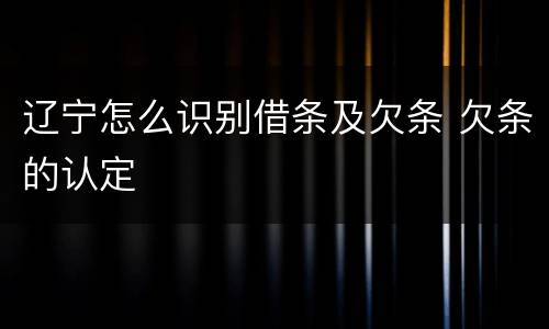 辽宁怎么识别借条及欠条 欠条的认定