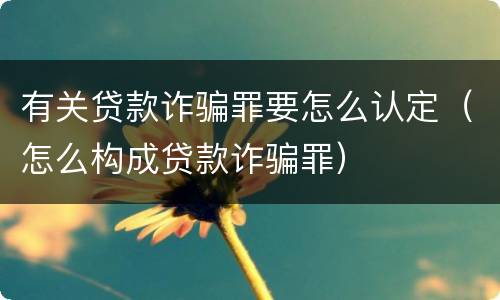 有关贷款诈骗罪要怎么认定（怎么构成贷款诈骗罪）