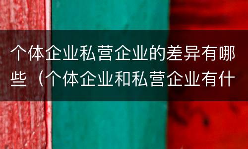 个体企业私营企业的差异有哪些（个体企业和私营企业有什么联系?）