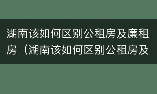 湖南该如何区别公租房及廉租房（湖南该如何区别公租房及廉租房呢）