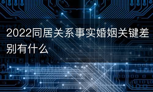 2022同居关系事实婚姻关键差别有什么