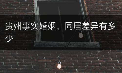 贵州事实婚姻、同居差异有多少
