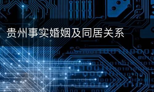 贵州事实婚姻及同居关系