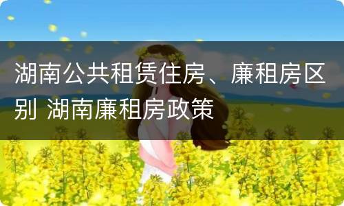 湖南公共租赁住房、廉租房区别 湖南廉租房政策