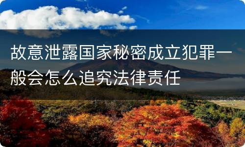 故意泄露国家秘密成立犯罪一般会怎么追究法律责任