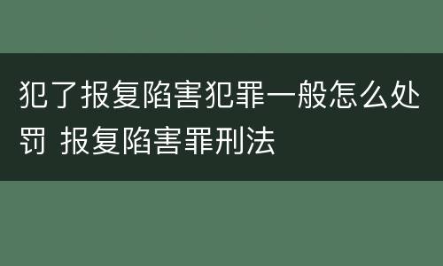 犯了报复陷害犯罪一般怎么处罚 报复陷害罪刑法