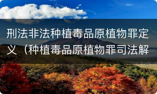 刑法非法种植毒品原植物罪定义（种植毒品原植物罪司法解释）