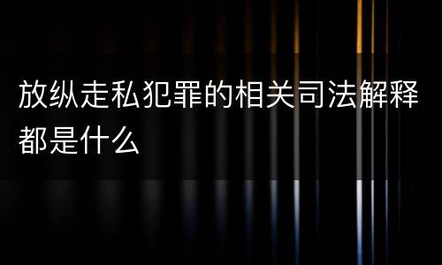 放纵走私犯罪的相关司法解释都是什么