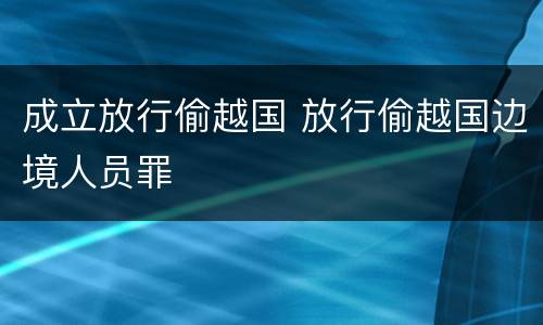 成立放行偷越国 放行偷越国边境人员罪
