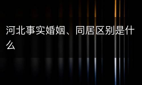 河北事实婚姻、同居区别是什么