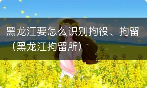 黑龙江要怎么识别拘役、拘留（黑龙江拘留所）