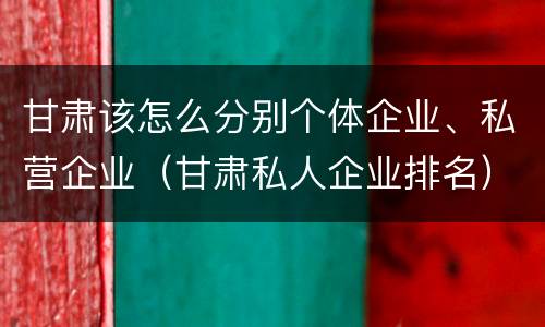 甘肃该怎么分别个体企业、私营企业（甘肃私人企业排名）