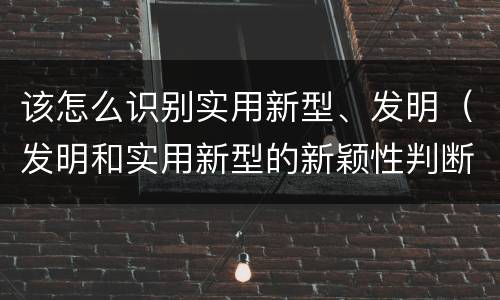 该怎么识别实用新型、发明（发明和实用新型的新颖性判断方法）