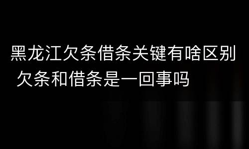 黑龙江欠条借条关键有啥区别 欠条和借条是一回事吗