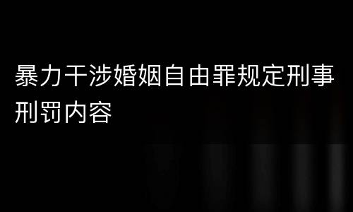 暴力干涉婚姻自由罪规定刑事刑罚内容