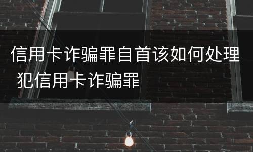 信用卡诈骗罪自首该如何处理 犯信用卡诈骗罪